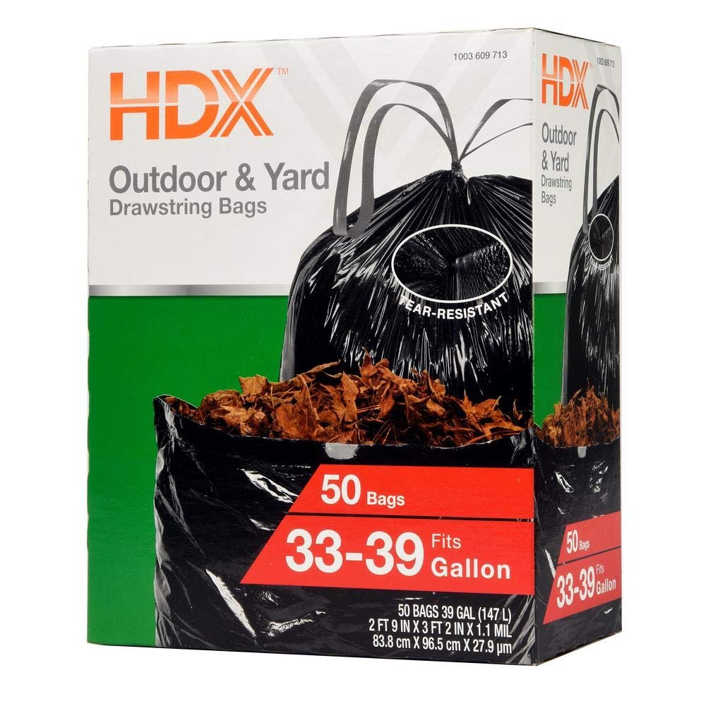 Outdoor Drawstring Trash Bags, 33–39 Gal