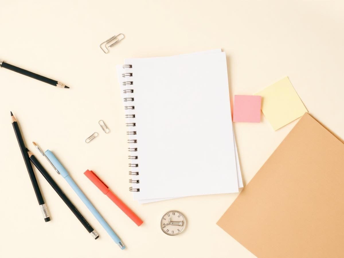 Organized desk with office and school supplies