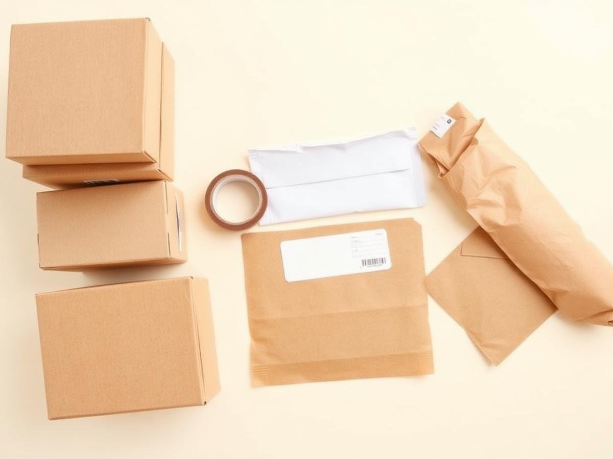 Shipping boxes and packaging materials ready for use